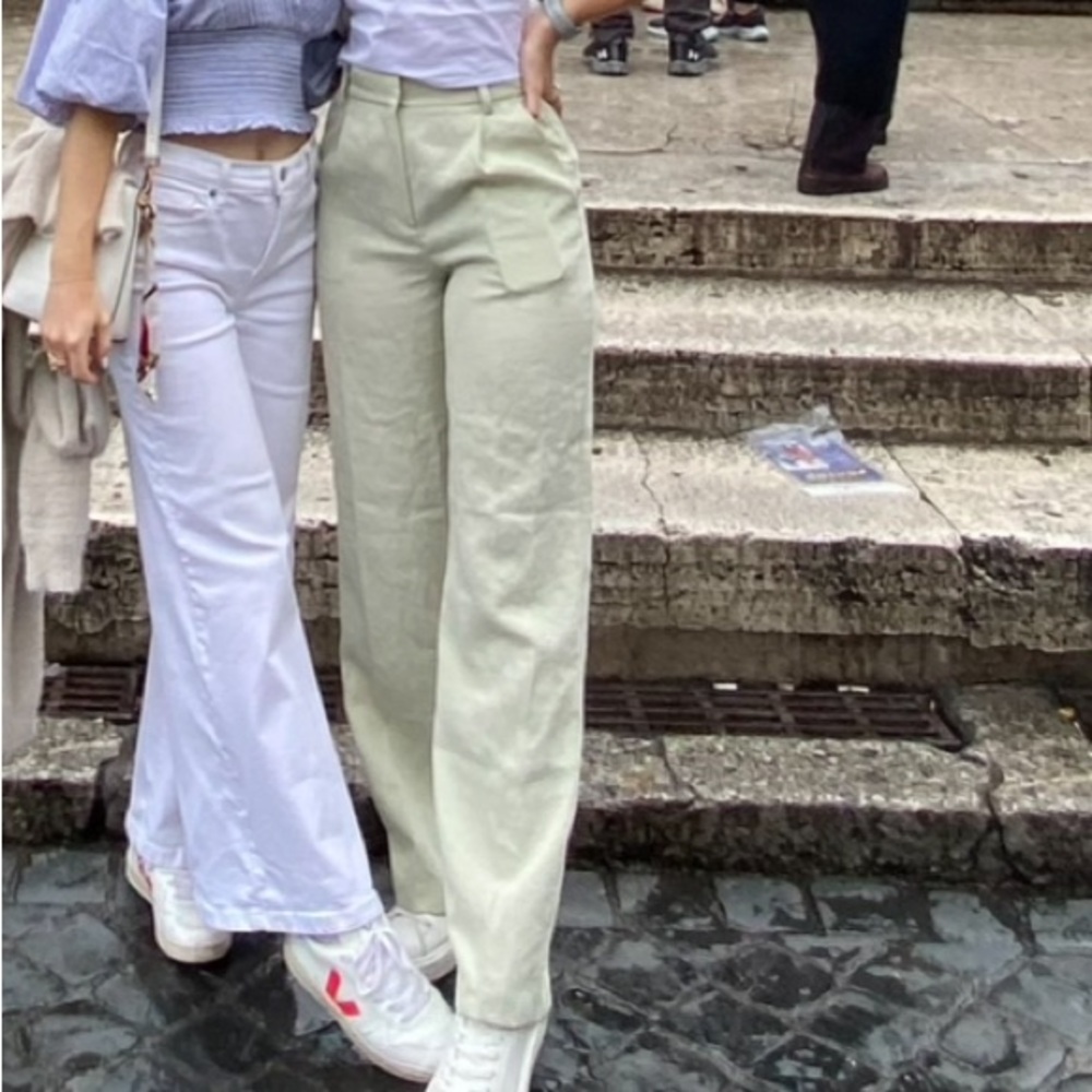 H&M Light green Wide Leg Pants